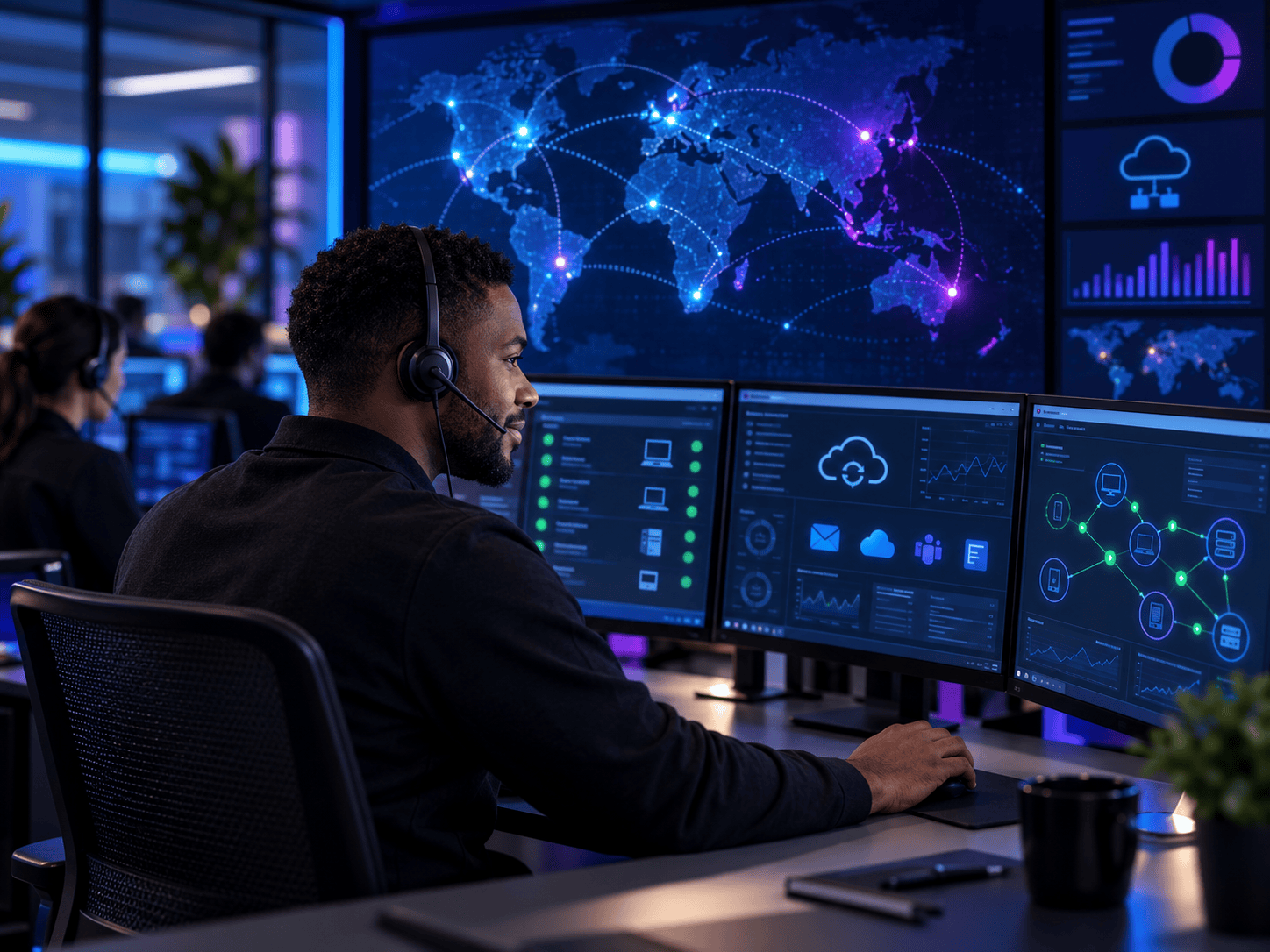 NetCad IT specialist providing proactive remote monitoring and managed IT support worldwide